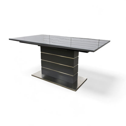 ‘Tokyo’ High-gloss Grey Tempered Glass 160cm Large Extending Dining Table