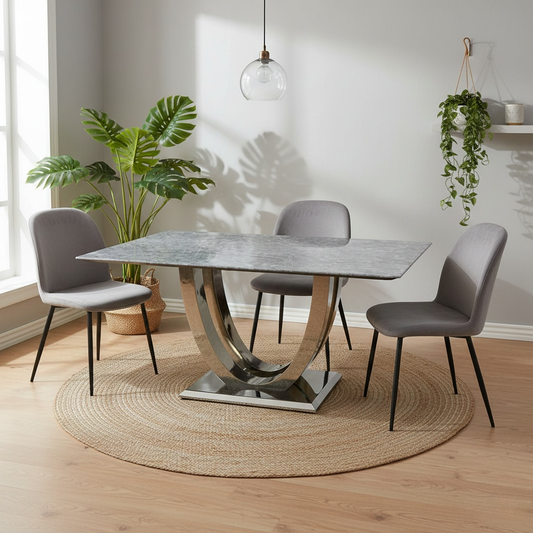 'Donnie’ Grey Real Marble Dining Table