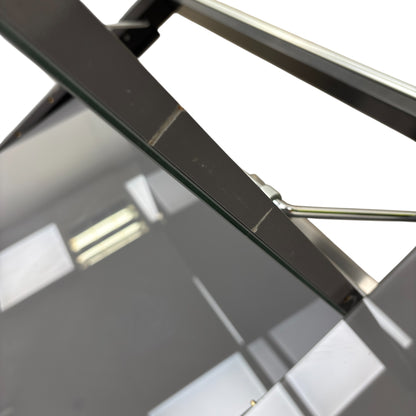‘Tokyo’ High-gloss Grey Tempered Glass 160cm Large Extending Dining Table
