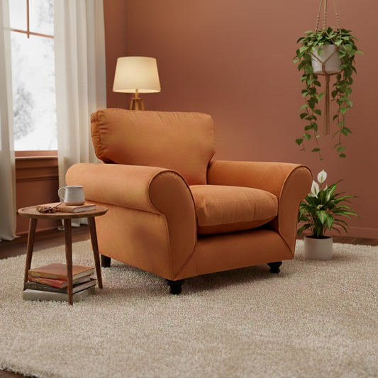 ‘Evelyn’ Marmalade Abbey Velvet Armchair