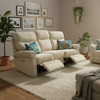 G Plan ‘Avon’ A801 Faro Mist 3 Seater Fabric Power Recliner Sofa