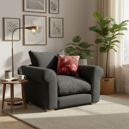 ‘Hugh' Navy Calix Boucle Armchair