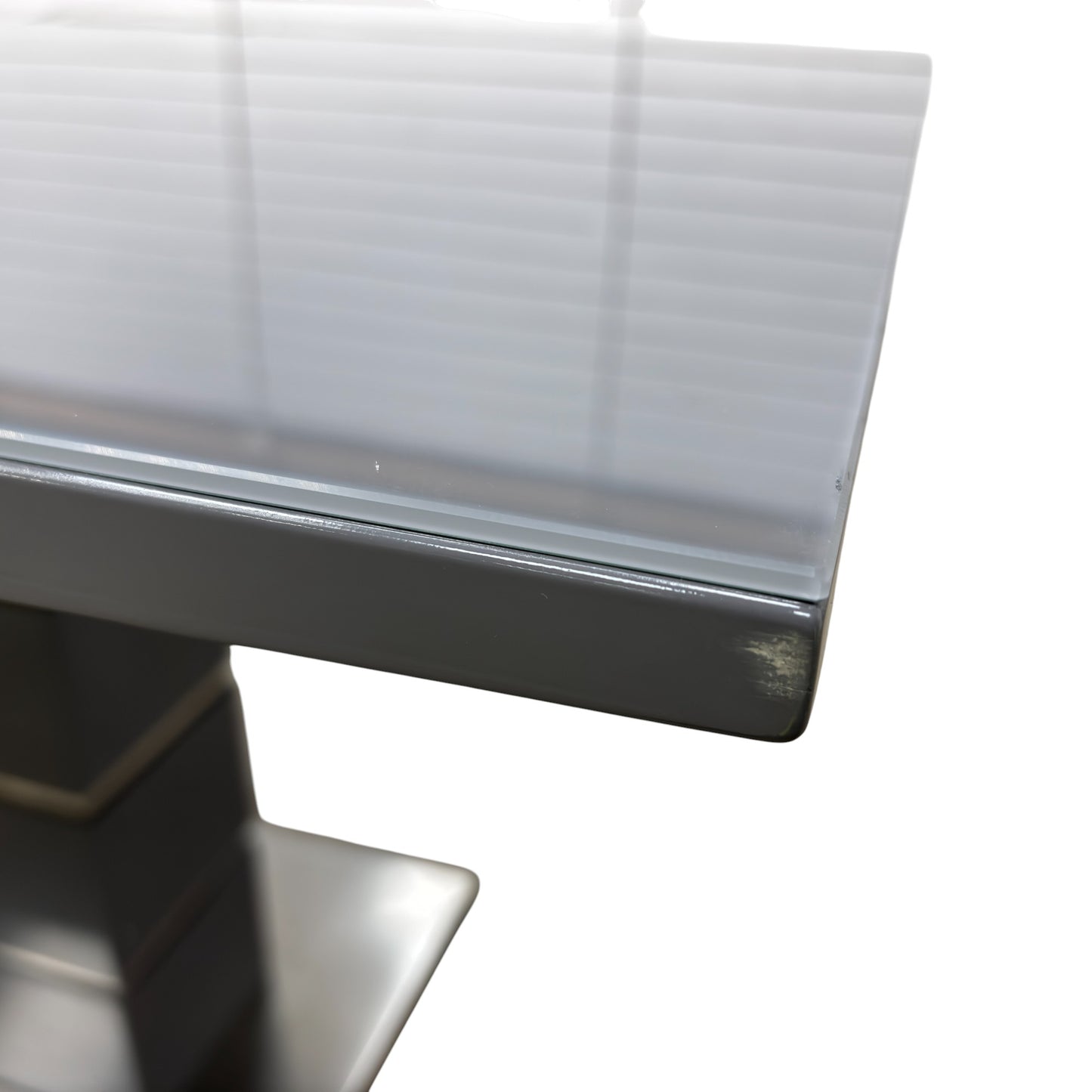 ‘Tokyo’ High-gloss Grey Tempered Glass 160cm Large Extending Dining Table
