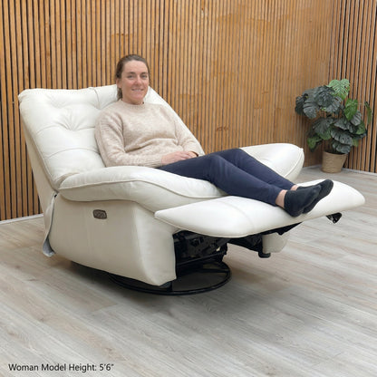 World of Leather ‘Ozzy’ Nw-521e Frost Leather Swivel Power Recliner Chair