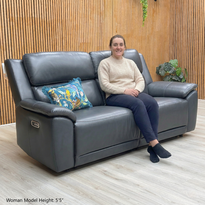 Lifestyle shot showing the Utah sofa with both end seats in a fully reclined position.