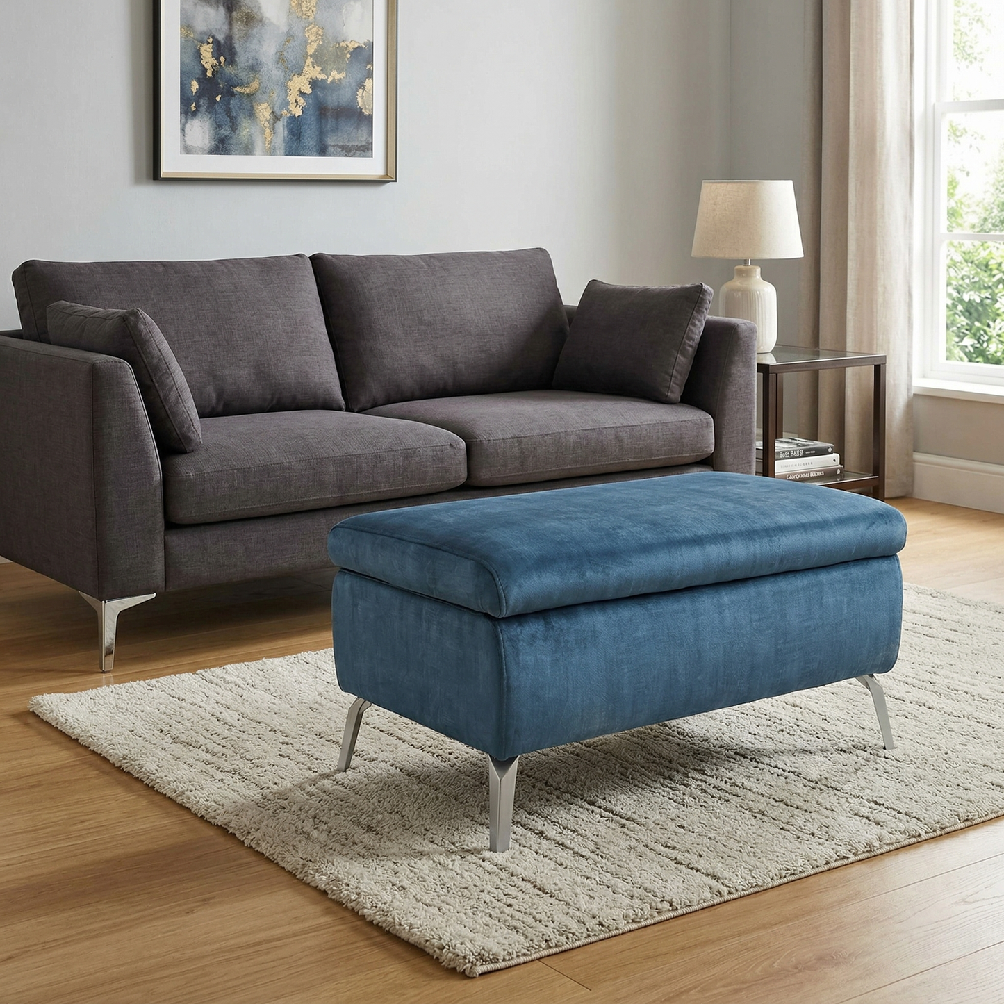 ‘Daytona’ 52000 Heritage Airforce Blue Velvet Standard Footstool