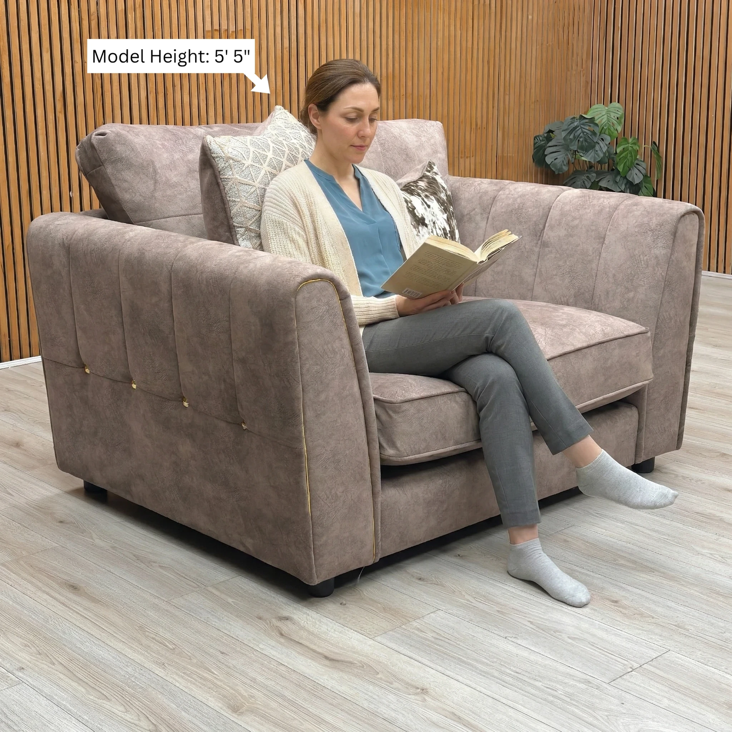 'Mariah' Dapple Velvet Chocolate-Tri Brass Insert Velvet Pillow Back Snuggler Chair (Ariana)