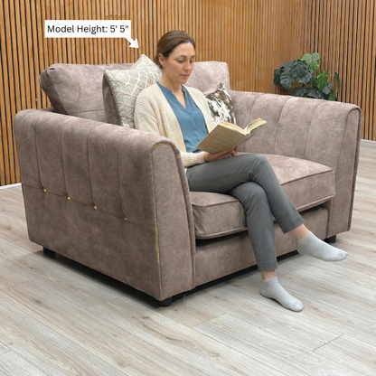 'Mariah' Dapple Velvet Chocolate-Tri Brass Insert Velvet Pillow Back Snuggler Chair (Ariana)