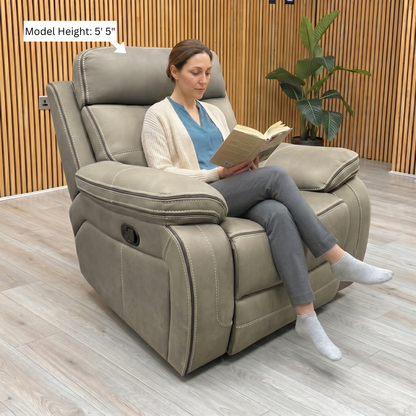 'Dante' Grey Fabric Manual Recliner Chair
