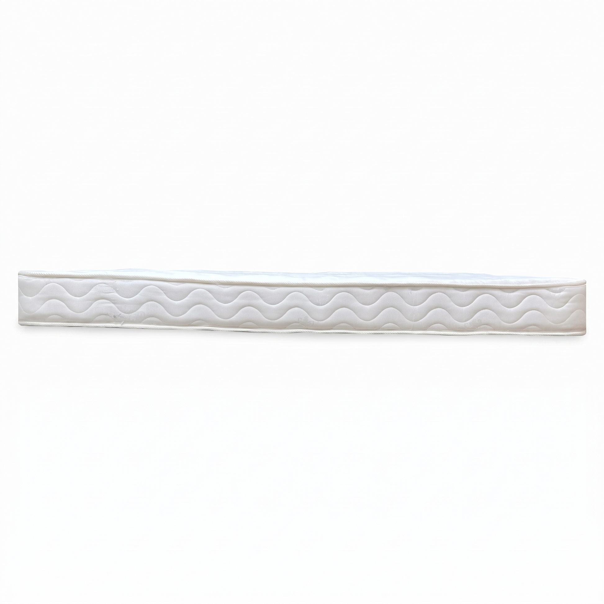 Side view of the double mattress, showcasing the clean white aesthetic and the depth of the quilted layers designed for everyday comfort.