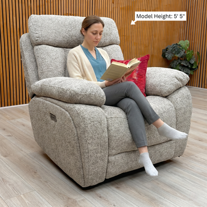 ‘Venice’ Biscuit Fabric Power Recliner Armchair