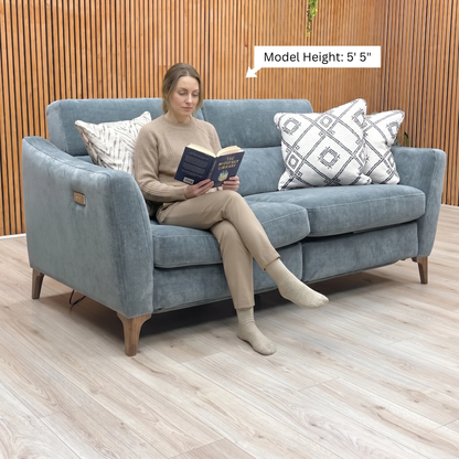 ‘Moderna’ Mht Airforce Blue Sw Linen Fabric 2 Seater Power Recliner Sofa - product photo 2