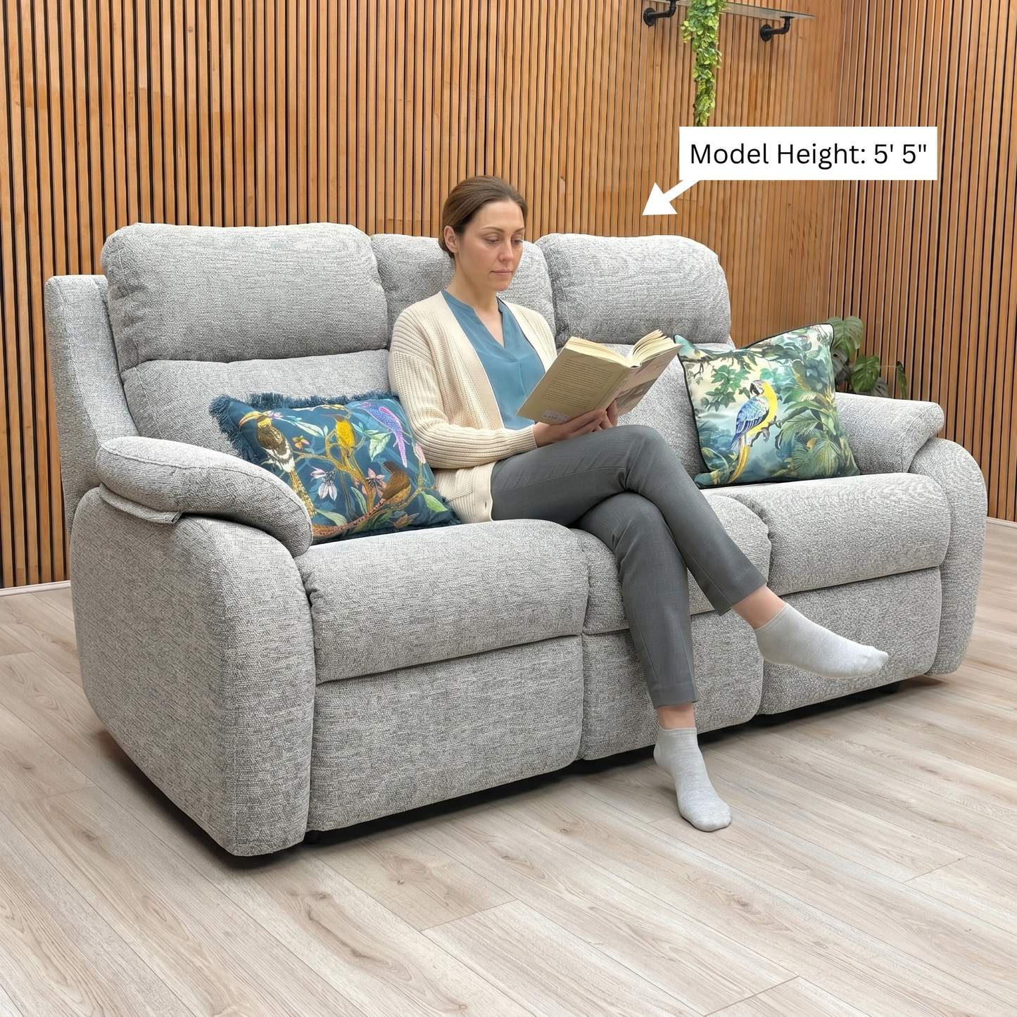 G Plan ‘Kingsbury’ Light Grey Woven Fabric 3 Seater Sofa
