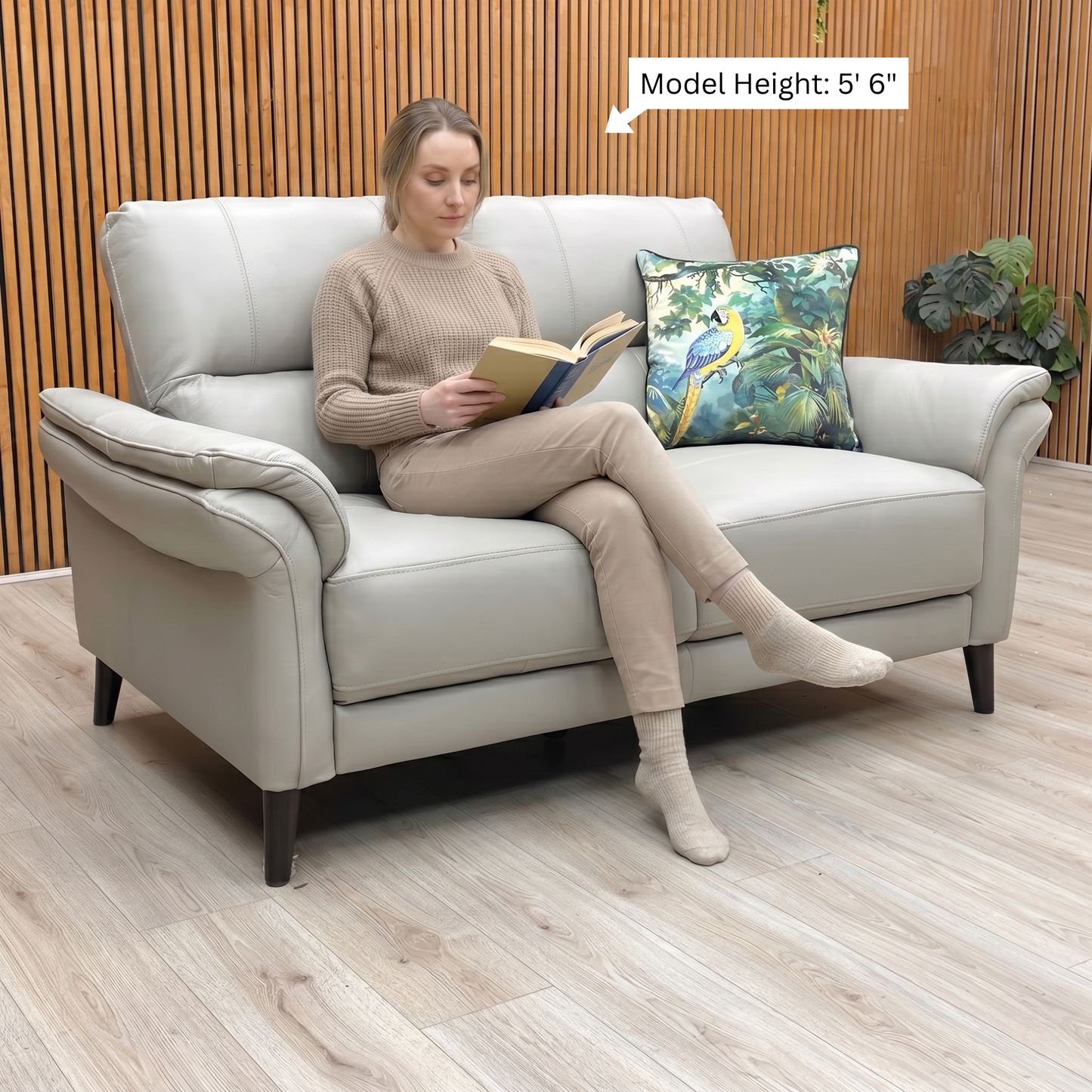 ‘Winner’ Oslo Cat-40:27 Light Grey Leather 2 Seater Sofa