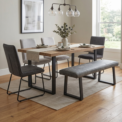‘Hugo’ Grey Fabric Dining Bench