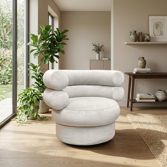 ‘Fitzrovia’ Fog Silver Linen Fabric Accent Swivel Chair