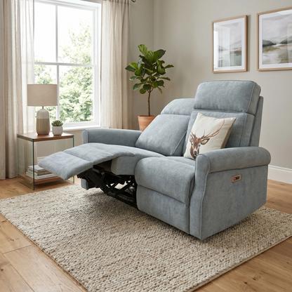 ‘Jessica' Dark Grey Fabric 2 Seater Power Recliner Sofa - product photo 2