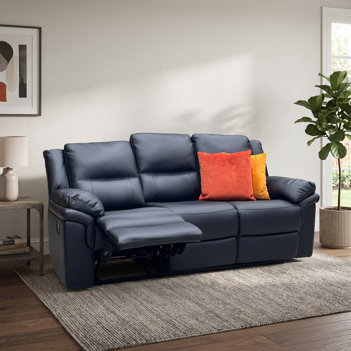 ‘Albion' Black Luxury Faux Leather 3 Seater High Back Manual Recliner Sofa Very.com