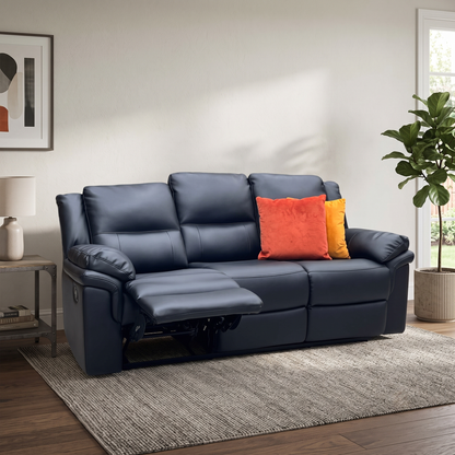 ‘Albion' Black Luxury Faux Leather 3 Seater High Back Manual Recliner Sofa Very.com