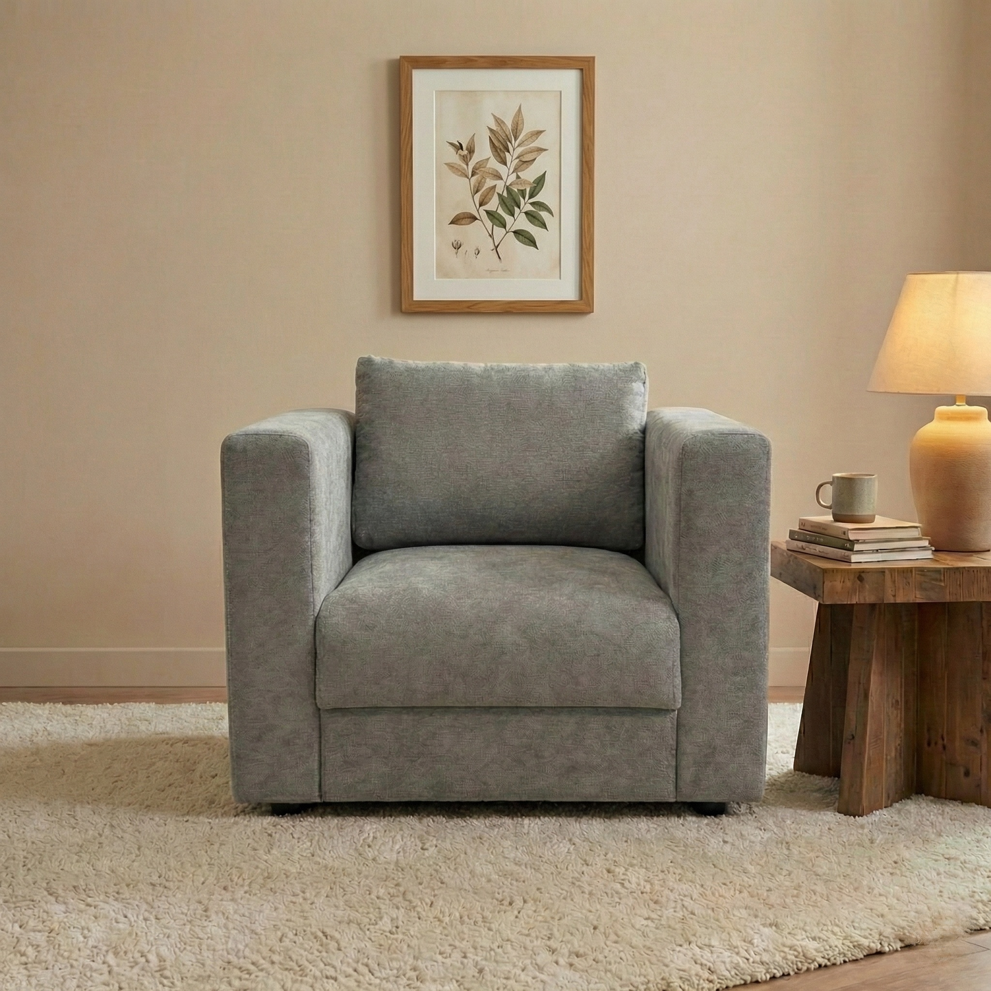 ‘Strand’ Grey Linen Look Chenille All Over Chair