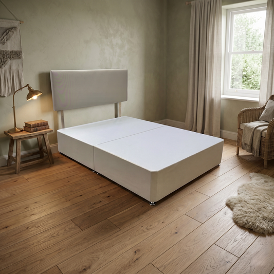 'Lyon' Sandstone Fabric King Bed with Drawers