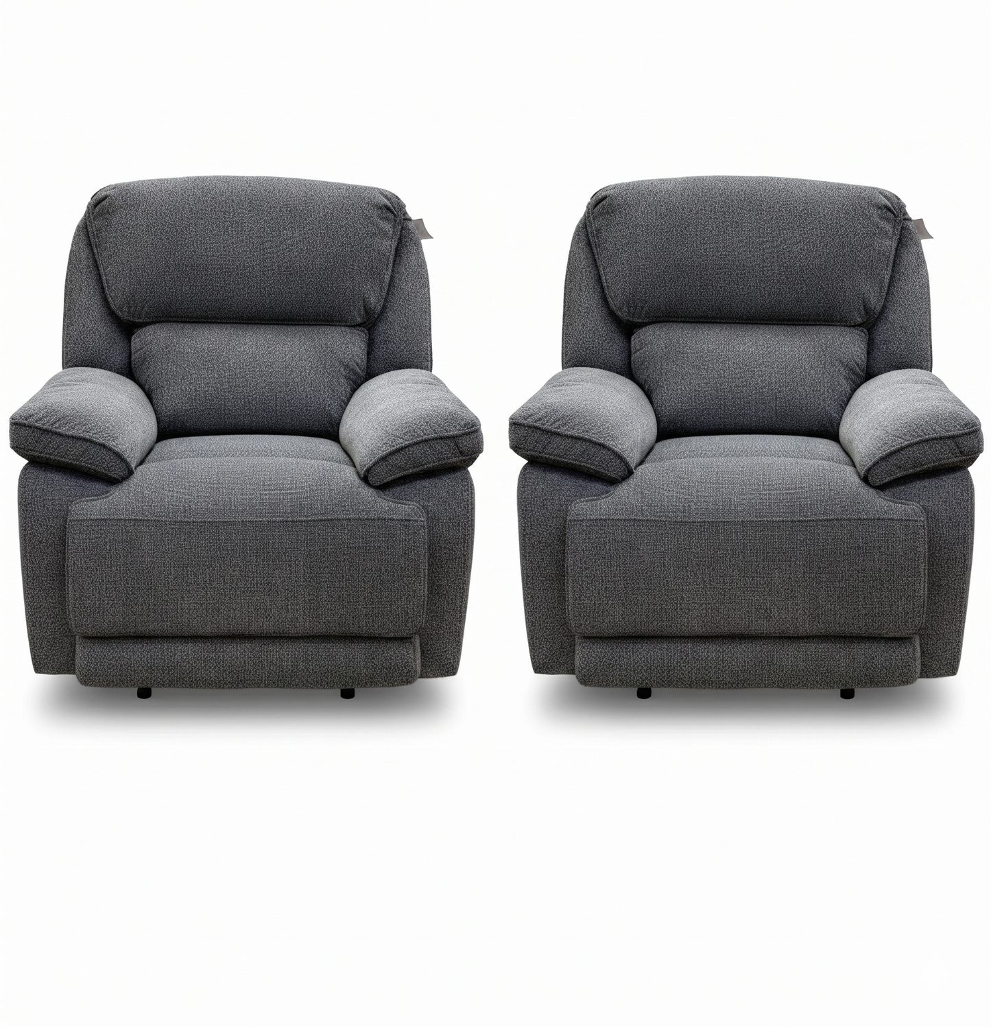 'Costa' Manual Recliner Charcoal Grey Weave Fabric Armchair - Set of 2