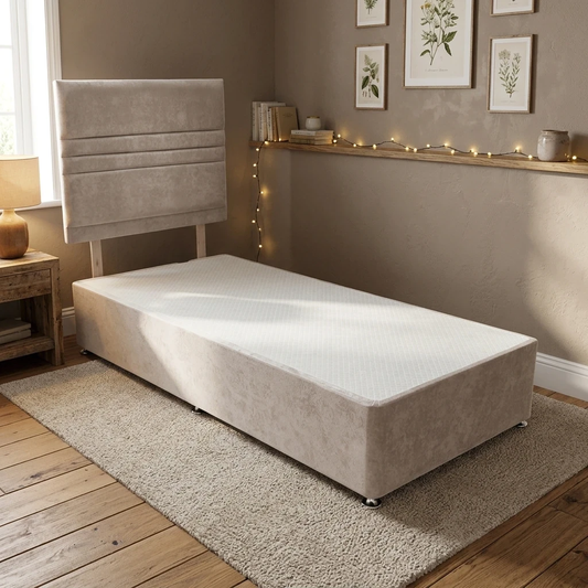 ‘Yankee’ Verona Mushroom Fabric Single Bed