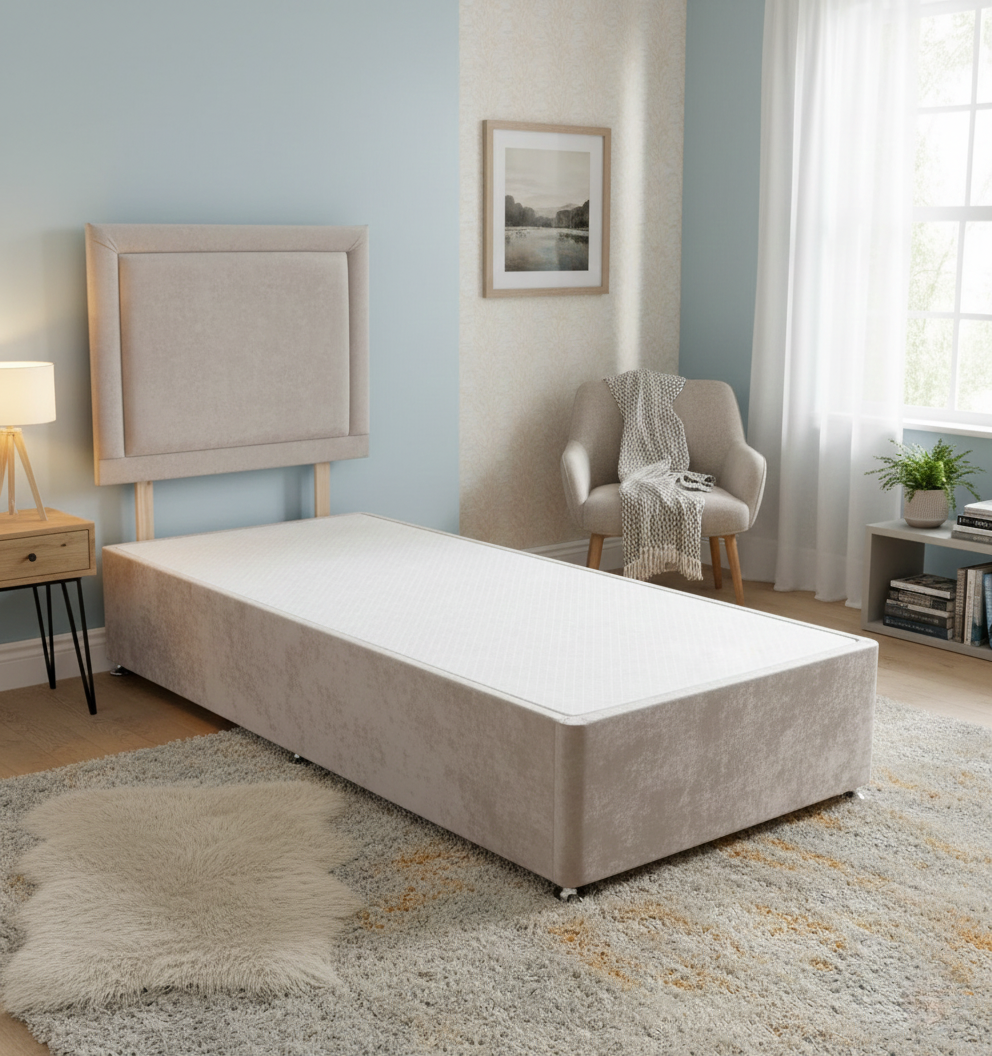 ‘Chaplin’ Verona Mushroom Fabric Single Bed