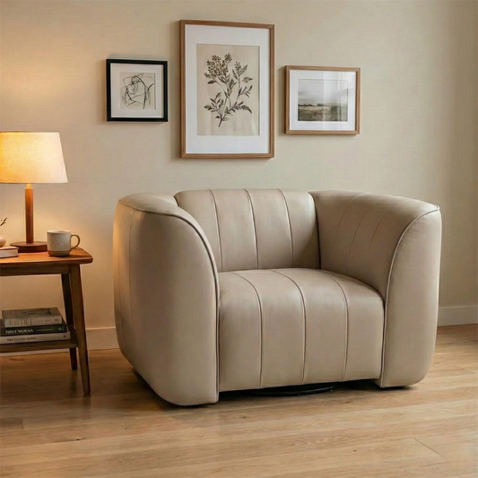 ‘The Fitzrovia' Latte Leather Chair