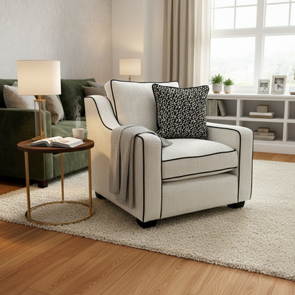 'Celine' Tuzzi Ivory Mchrome Armchair