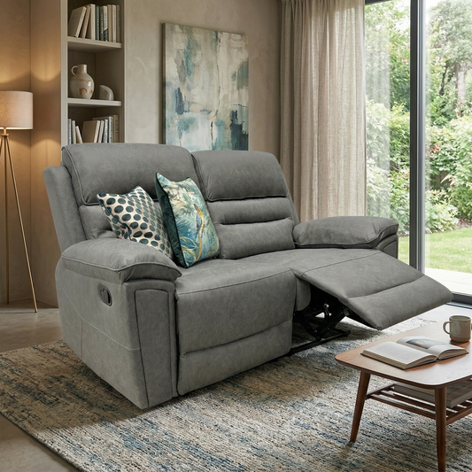 Living room view of Thornbrook 'Azzurri' 2-seater manual recliner sofa.