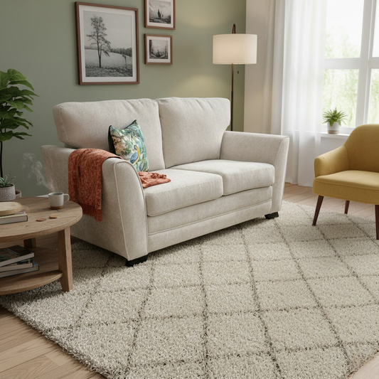 'Poppy' Cream Chenille Large 2 Seater Sofa Bed