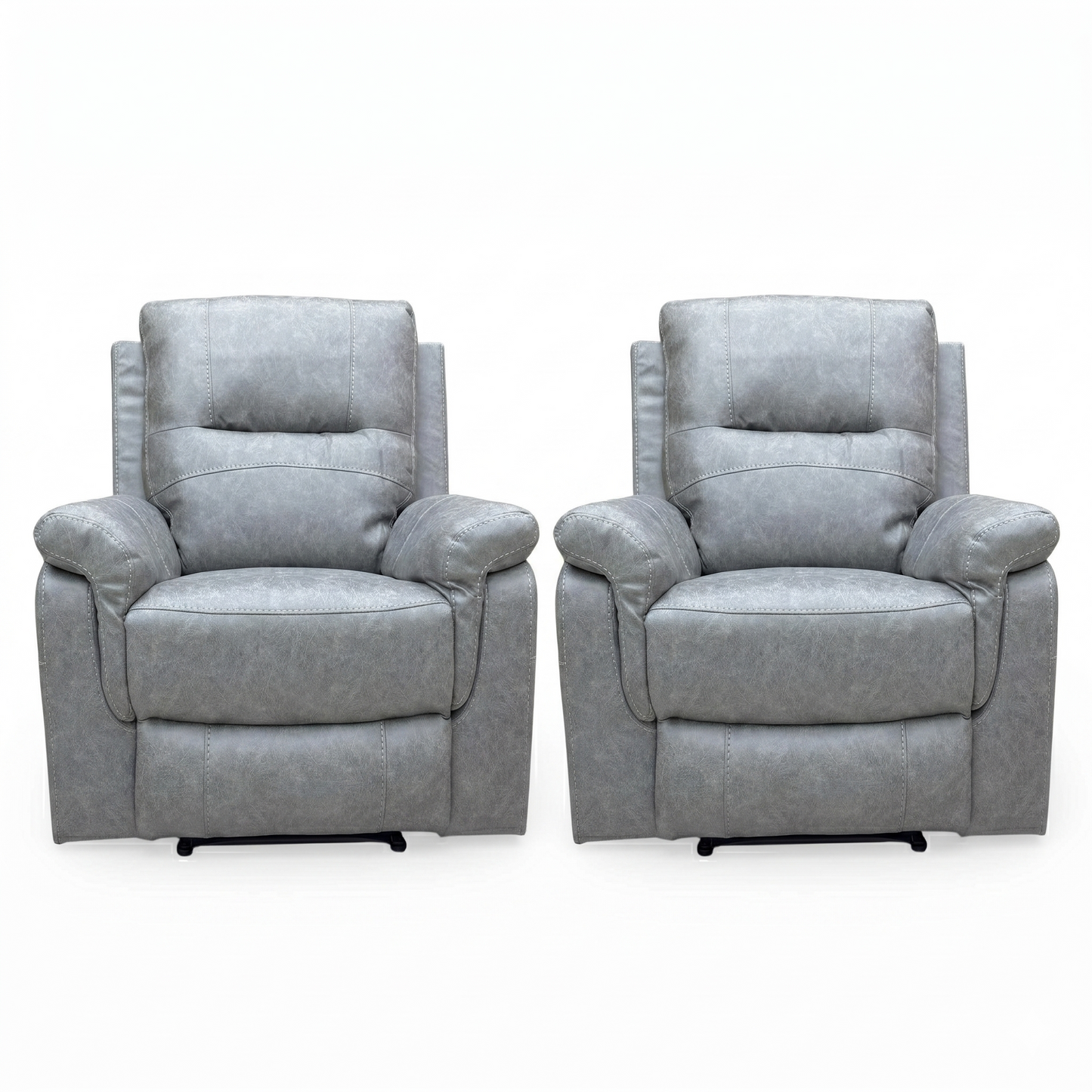 ‘Azzurri’ Grey Endurance Fabric Manual Recliner Armchairs - Set of 2