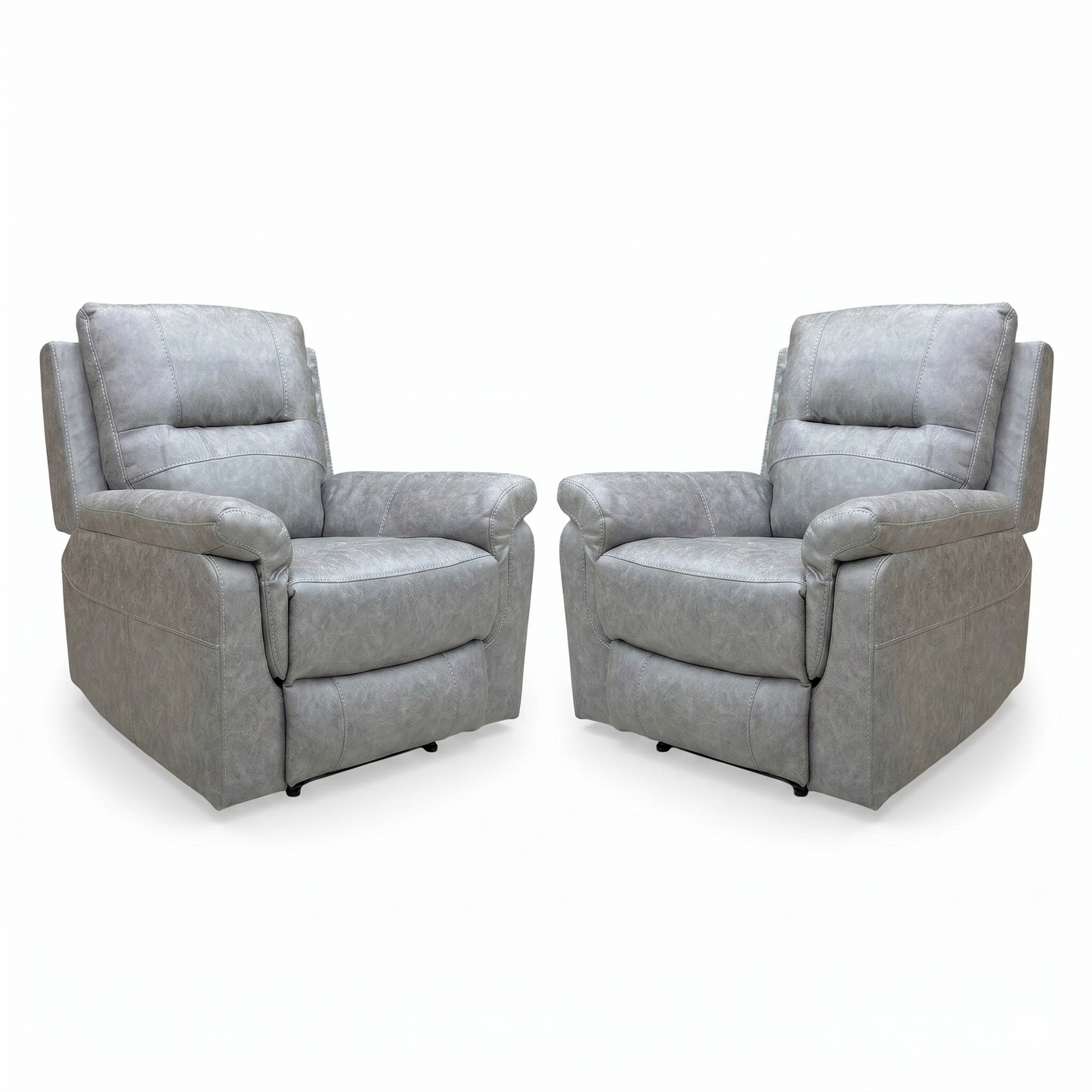 ‘Azzurri’ Grey Endurance Fabric Manual Recliner Armchairs - Set of 2
