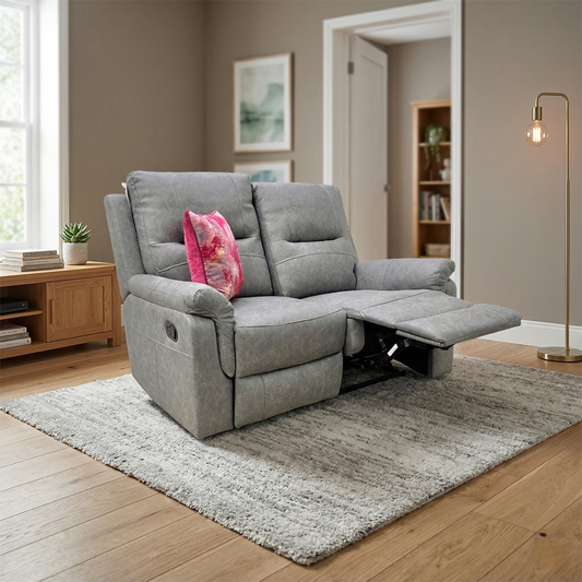 'Ranger' Grey Endurance Fabric Manual Recliner 2 Seater Sofa