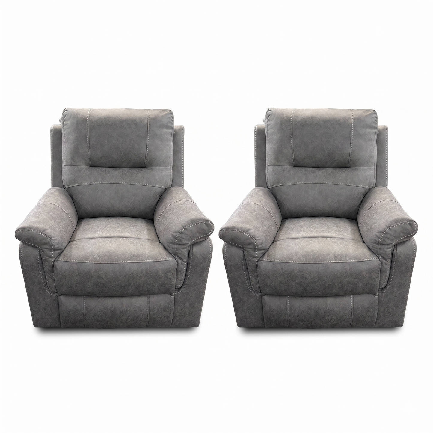 'Ranger' Grey Endurance Fabric Manual Recliner Armchairs - Set of 2 - product photo 3