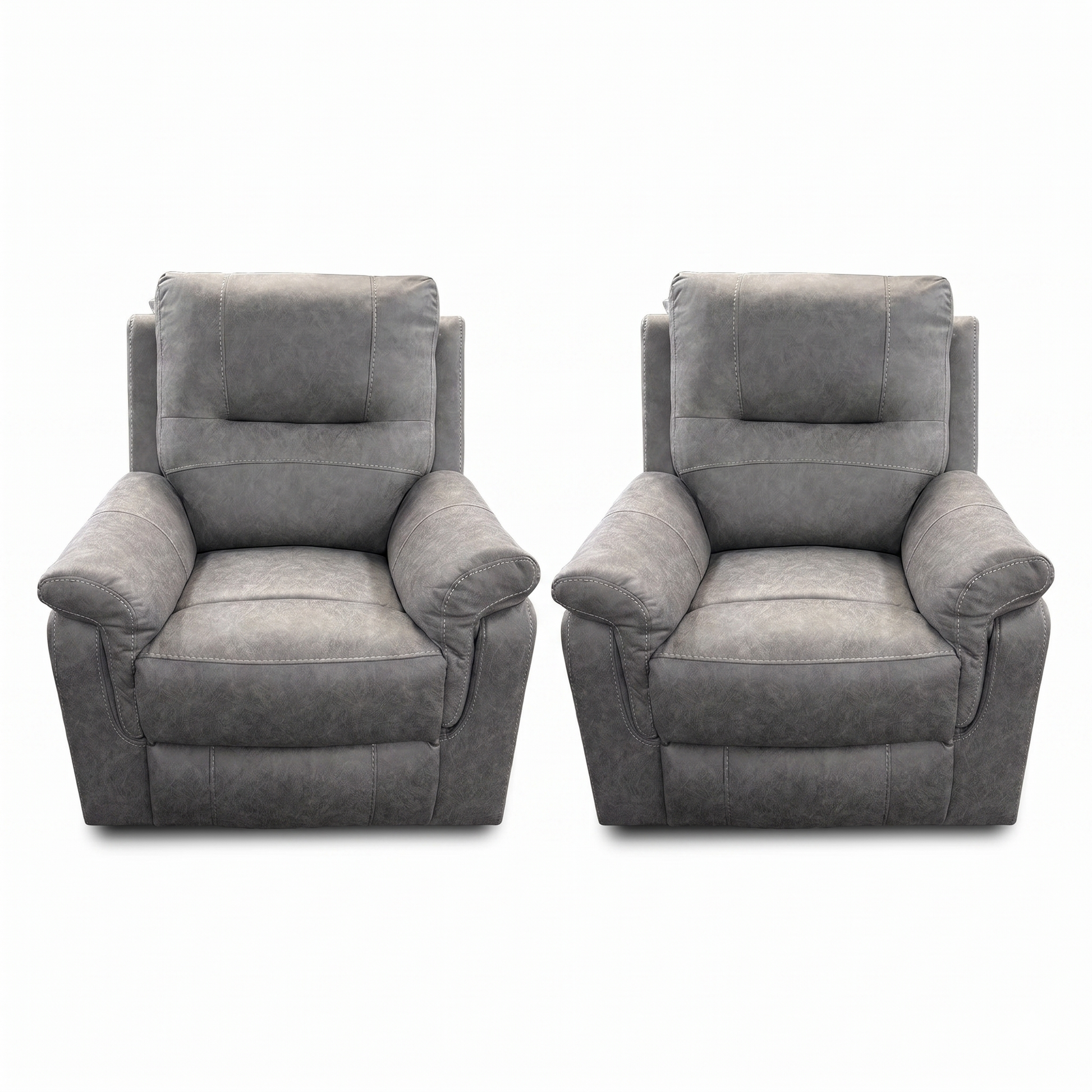 'Ranger' Grey Endurance Fabric Manual Recliner Armchairs - Set of 2 - product photo 3
