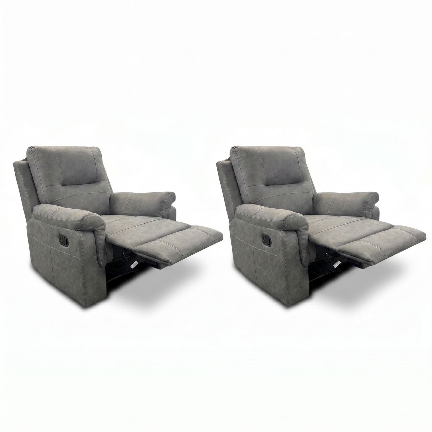 'Ranger' Grey Endurance Fabric Manual Recliner Armchairs - Set of 2 - product photo 4