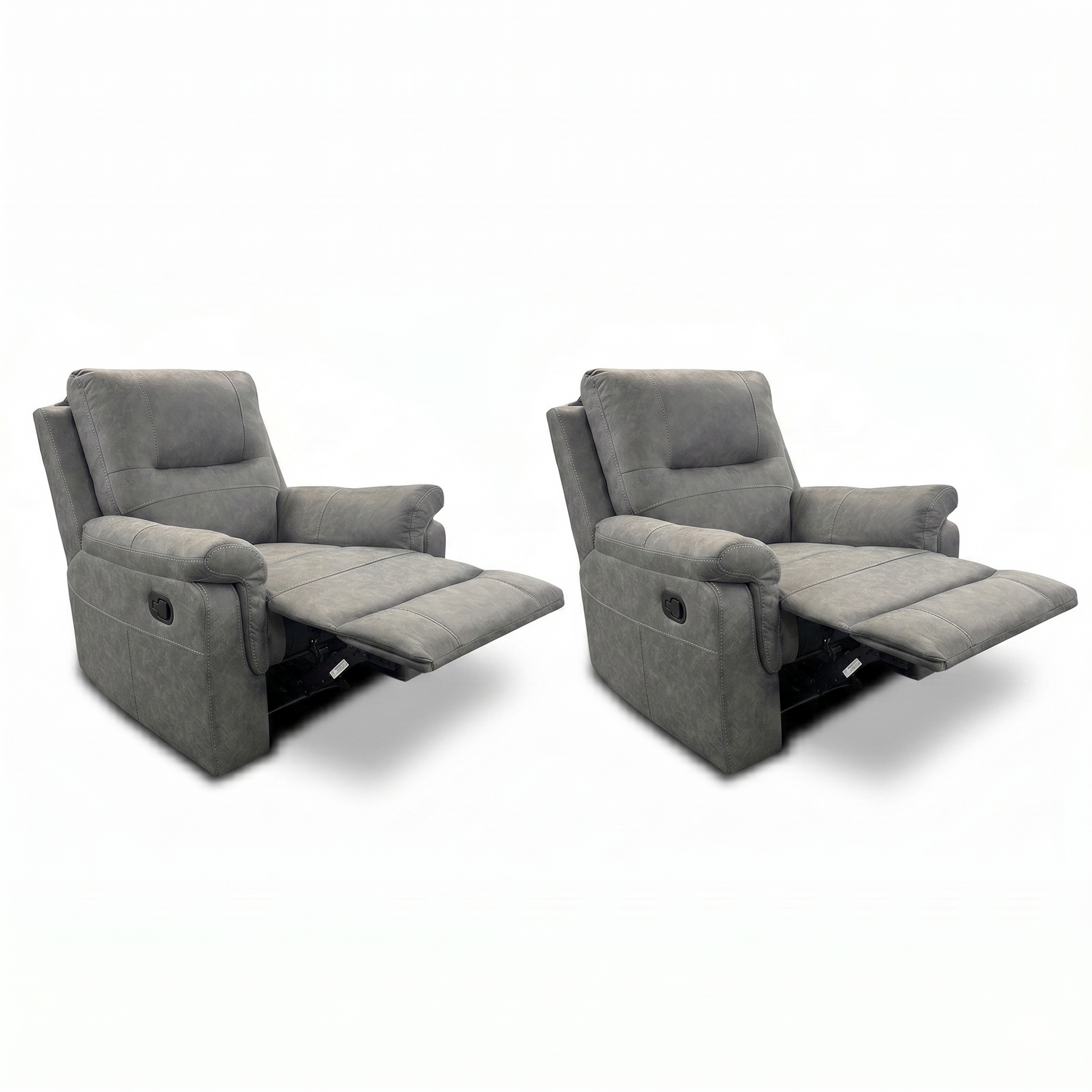 'Ranger' Grey Endurance Fabric Manual Recliner Armchairs - Set of 2 - product photo 4