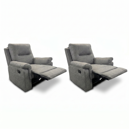 'Ranger' Grey Endurance Fabric Manual Recliner Armchairs - Set of 2 - product photo 4