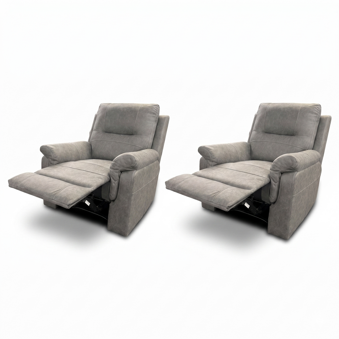 'Ranger' Grey Endurance Fabric Manual Recliner Armchairs - Set of 2 - product photo 2