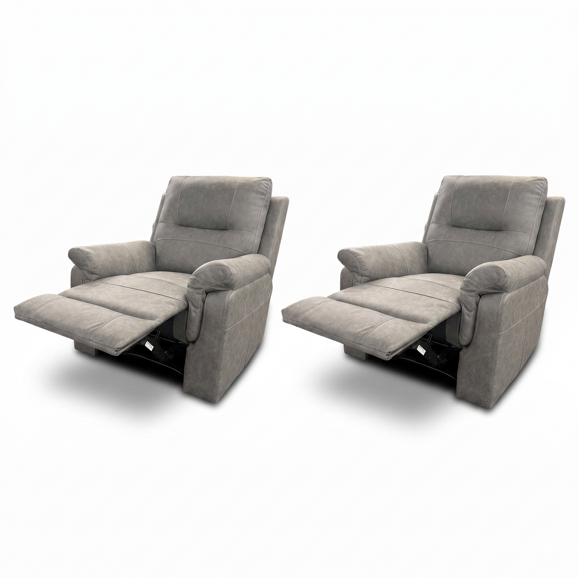 'Ranger' Grey Endurance Fabric Manual Recliner Armchairs - Set of 2 - product photo 2
