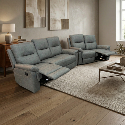 ‘Ranger’ Grey Endurance Fabric Manual Recliner 3 + 2 Seater Sofa Set