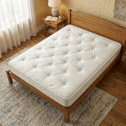 'Turin' Hypoallergenic Firm Fully Pocket Sprung Double Sided Mattress - King, full mattress on a white background showing tufted damask cover