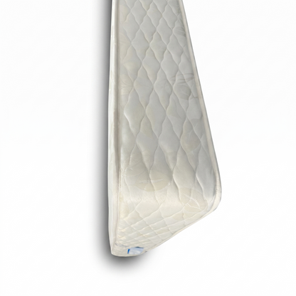 'Turin' Hypoallergenic Firm Fully Pocket Sprung Double Sided Mattress - King, close-up of the Turin product label detailing hand-tufted construction