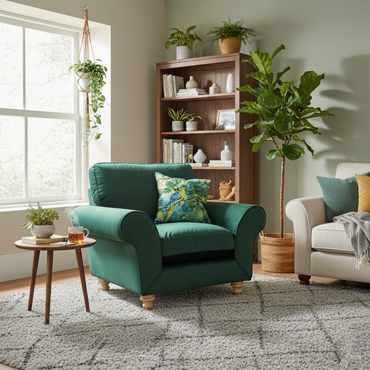 ‘Evelyn' Forest Green Abbey Velvet Armchair