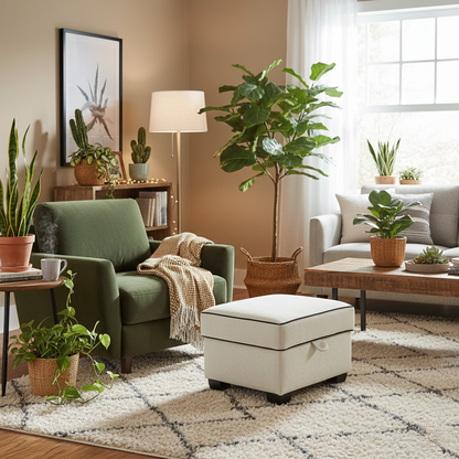 'Celine' Tuzzi Ivory Storage Footstool