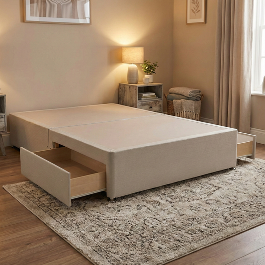 'Sleepeezee' Tweed Stone Divan Base with 2 Drawers - King