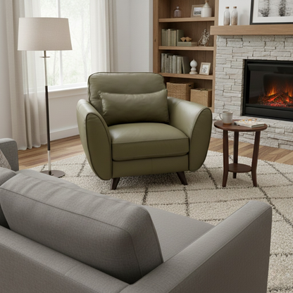 'Ava' Khaki Leather Armchair
