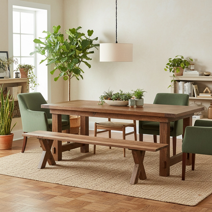 Bodahl 'Loki' 01 Oiled Solid Oak Dining Bench with Wooden X-Legs